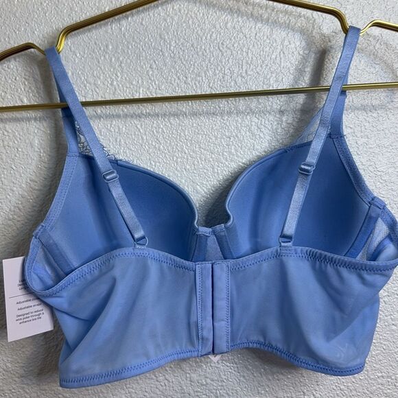 NWT-Auden-Long Line Light Blue Lightly Lined Lace Demi bra w/ Underwire-Size 34B - Picture 6 of 9